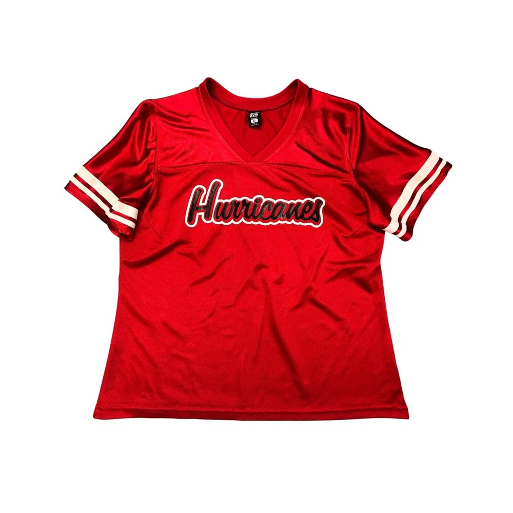 GTM‎ Sportswear Hurricanes Jersey Womens XL Red V-Neck Short Sleeve Mesh